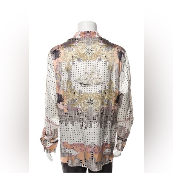 VERSACE 100% Silk Nautical Long Sleeve Button Down Shirt EUC - Picture 4 of 16